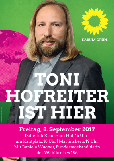 Toni Hofreiter kommt nach Darmstadt – Freitag 8. September 2017